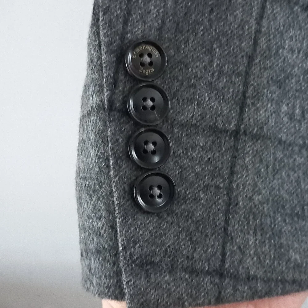 ERMENEGILDO ZEGNA thin wool grey windowpane check suit jacket blazer - Picture 10 of 16